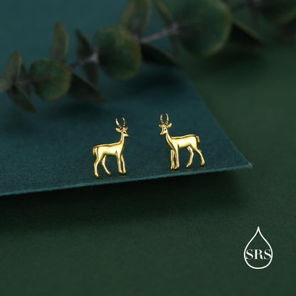 Sterling Silver Antelope / Deer / Gazelle Stud Earrings