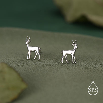 Sterling Silver Antelope / Deer / Gazelle Stud Earrings