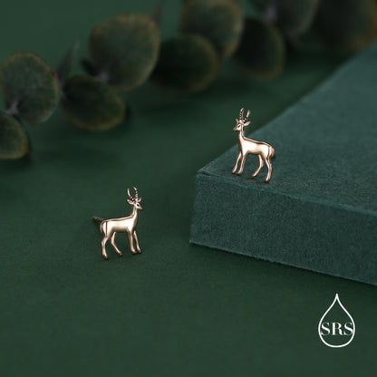 Sterling Silver Antelope / Deer / Gazelle Stud Earrings