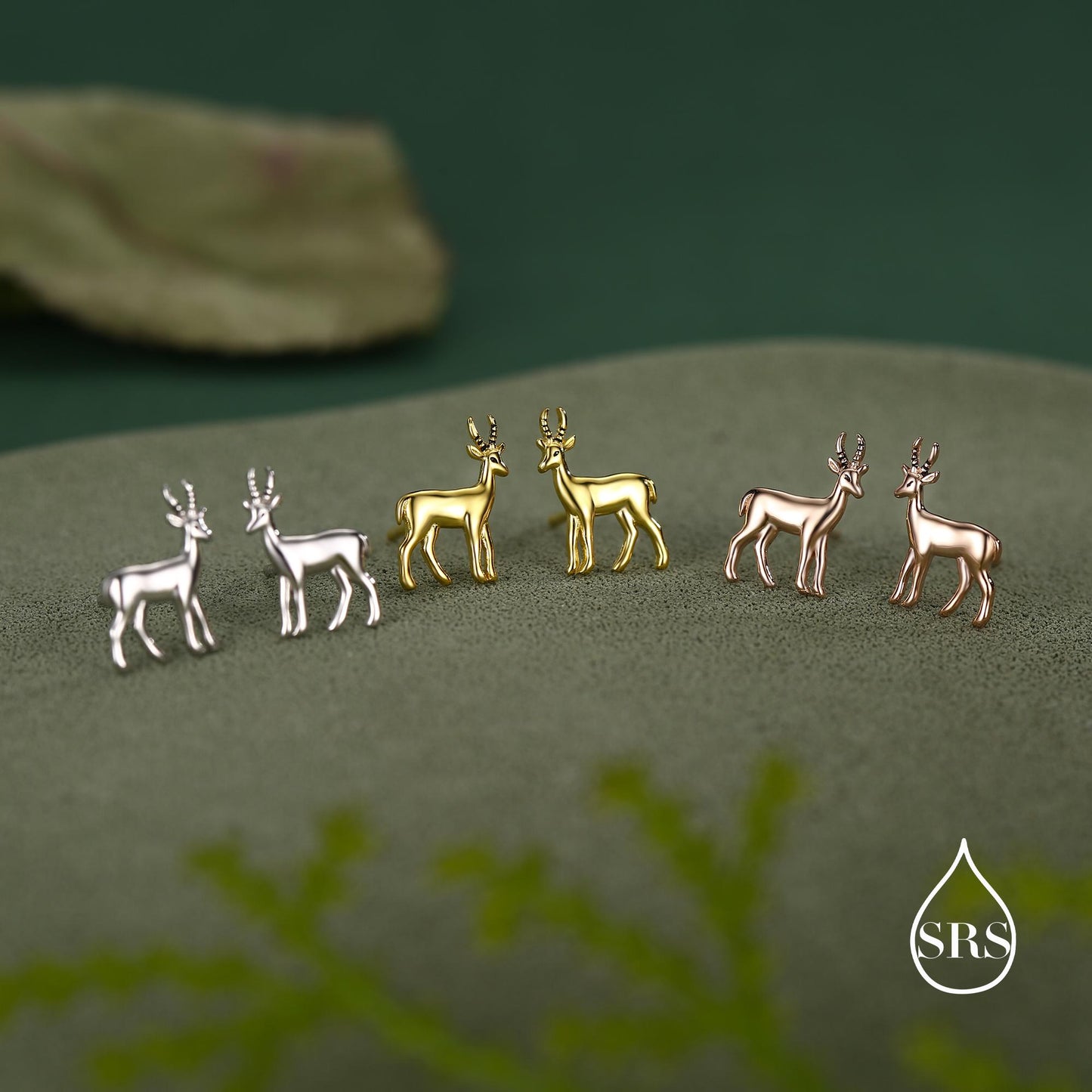 Sterling Silver Antelope / Deer / Gazelle Stud Earrings