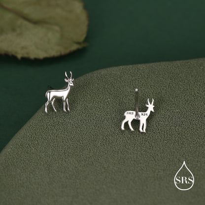 Sterling Silver Antelope / Deer / Gazelle Stud Earrings