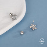 Sterling Silver Turtle Screw Back Earrings