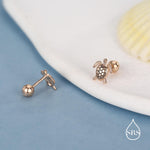 Sterling Silver Turtle Screw Back Earrings