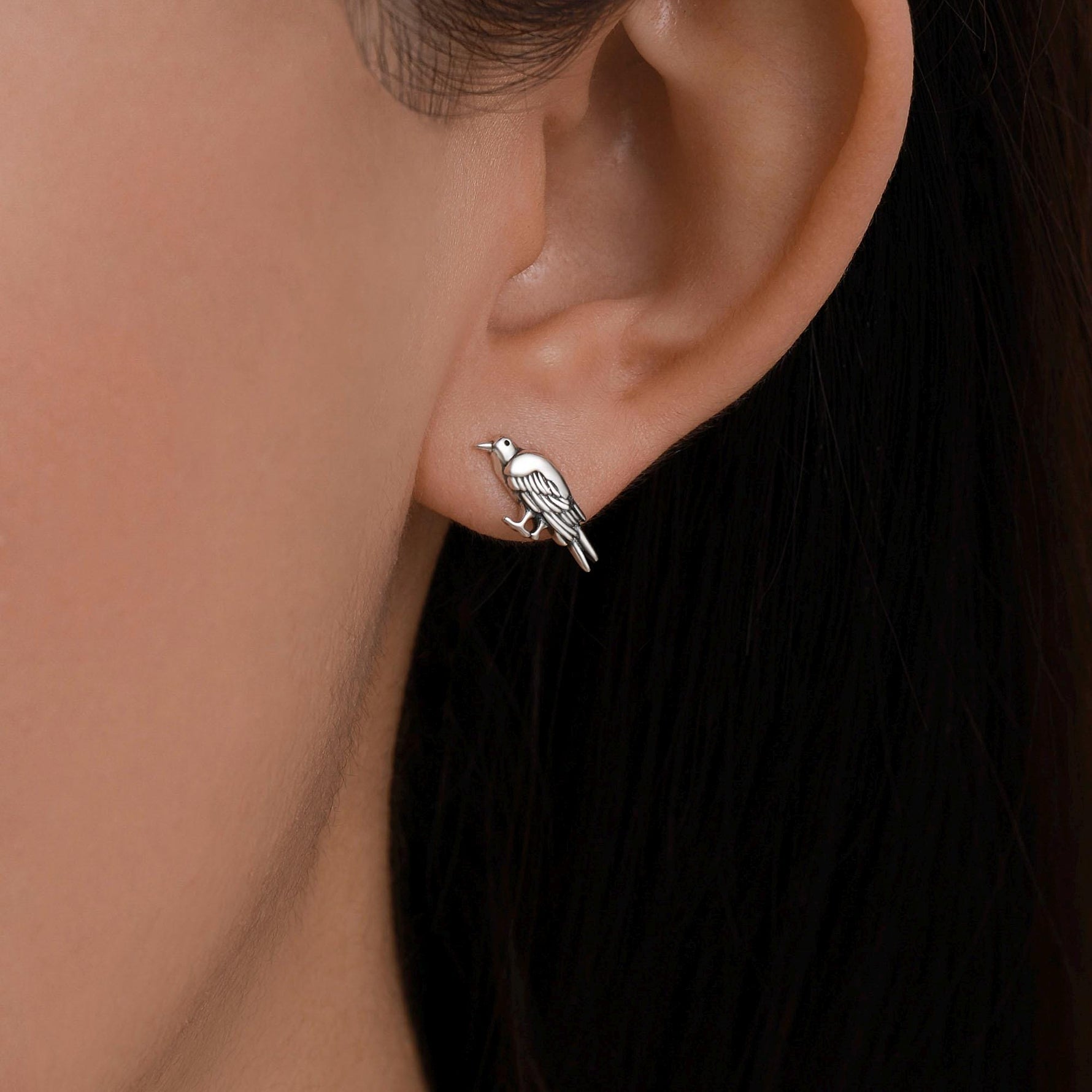 Sterling Silver Bird 16G Flat Back Labret Earrings