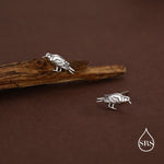 Crow Stud Earrings in Sterling Silver with Oxidised Finish