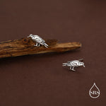 Sterling Silver Crow Bird 18G Screw Back Stud Earrings