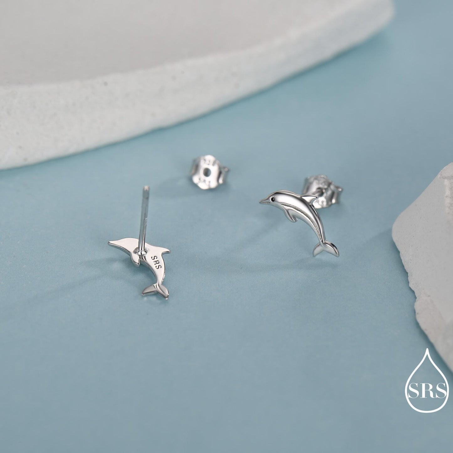 Tiny Dolphin Stud Earrings in Sterling Silver, Also in Gold or Rose Gold, Dolphin Earrings, Nature Inspired Animal Earrings