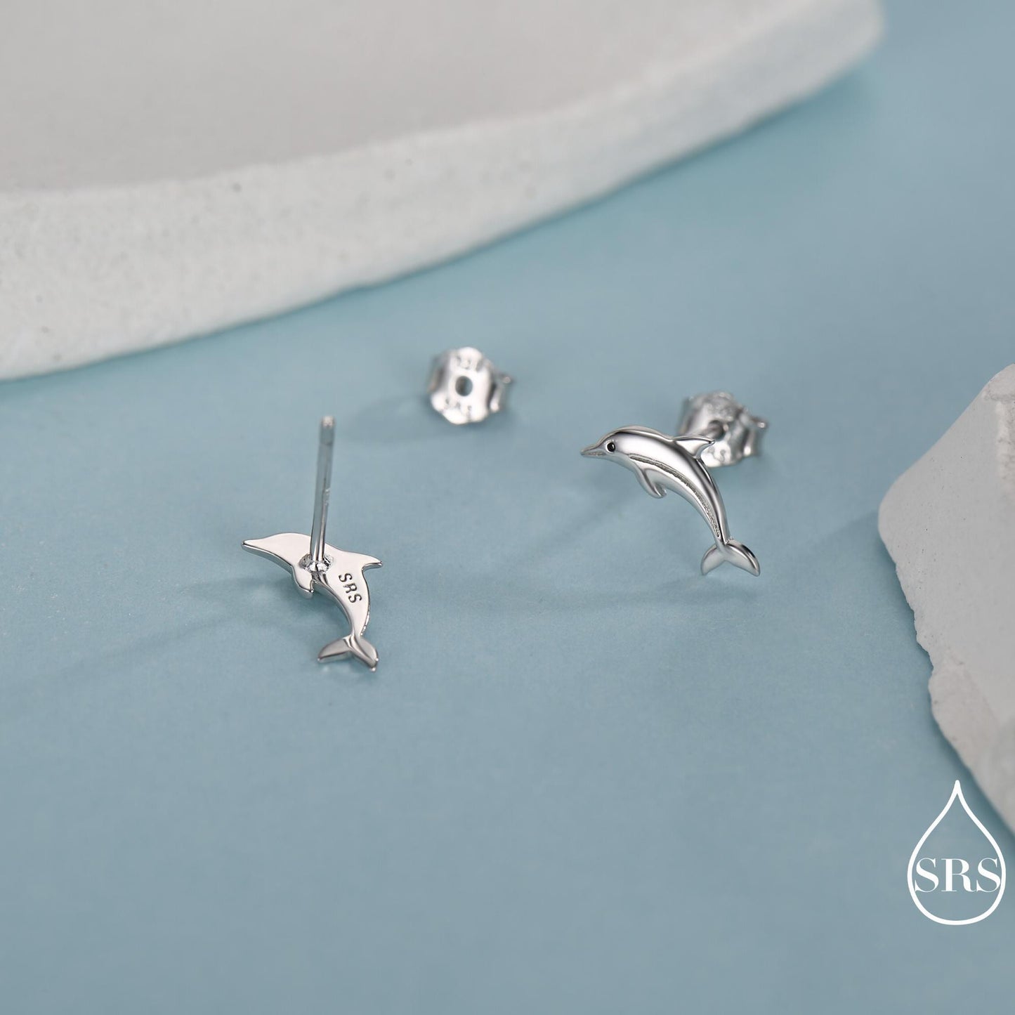 Tiny Dolphin Stud Earrings in Sterling Silver, Also in Gold or Rose Gold, Dolphin Earrings, Nature Inspired Animal Earrings