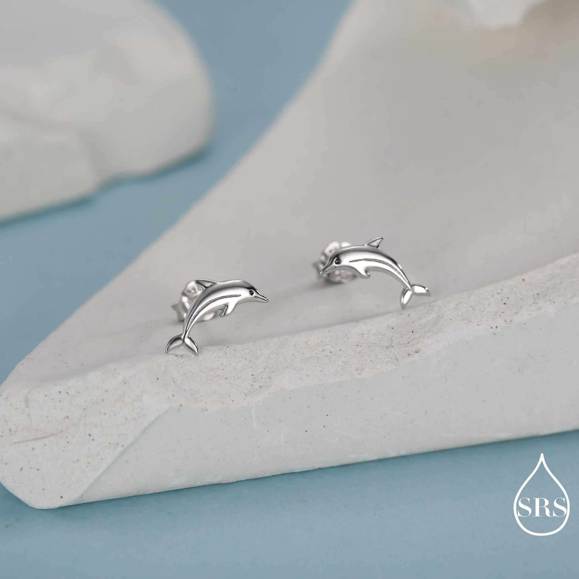 Tiny Dolphin Stud Earrings in Sterling Silver, Also in Gold or Rose Gold, Dolphin Earrings, Nature Inspired Animal Earrings