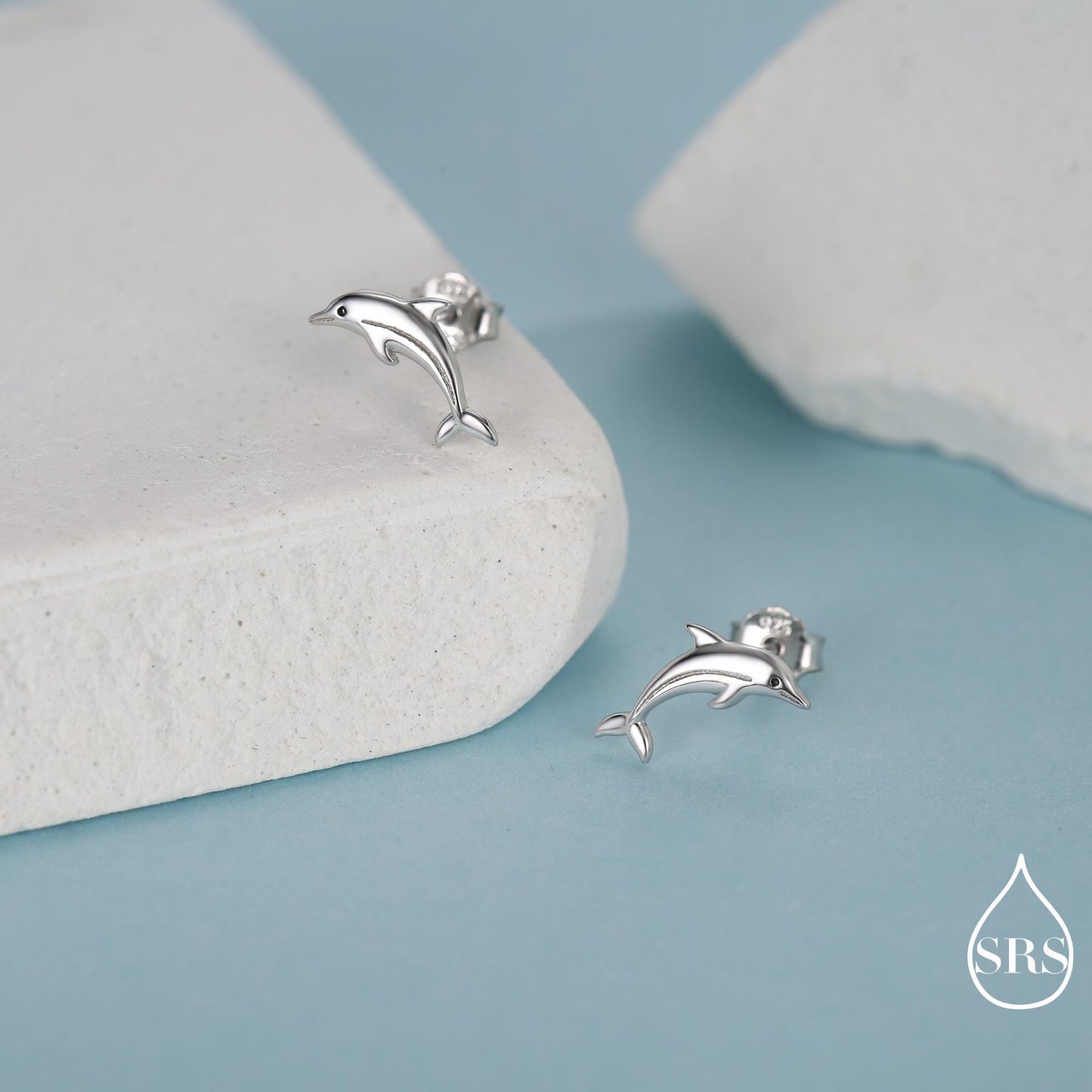 Tiny Dolphin Stud Earrings in Sterling Silver, Also in Gold or Rose Gold, Dolphin Earrings, Nature Inspired Animal Earrings