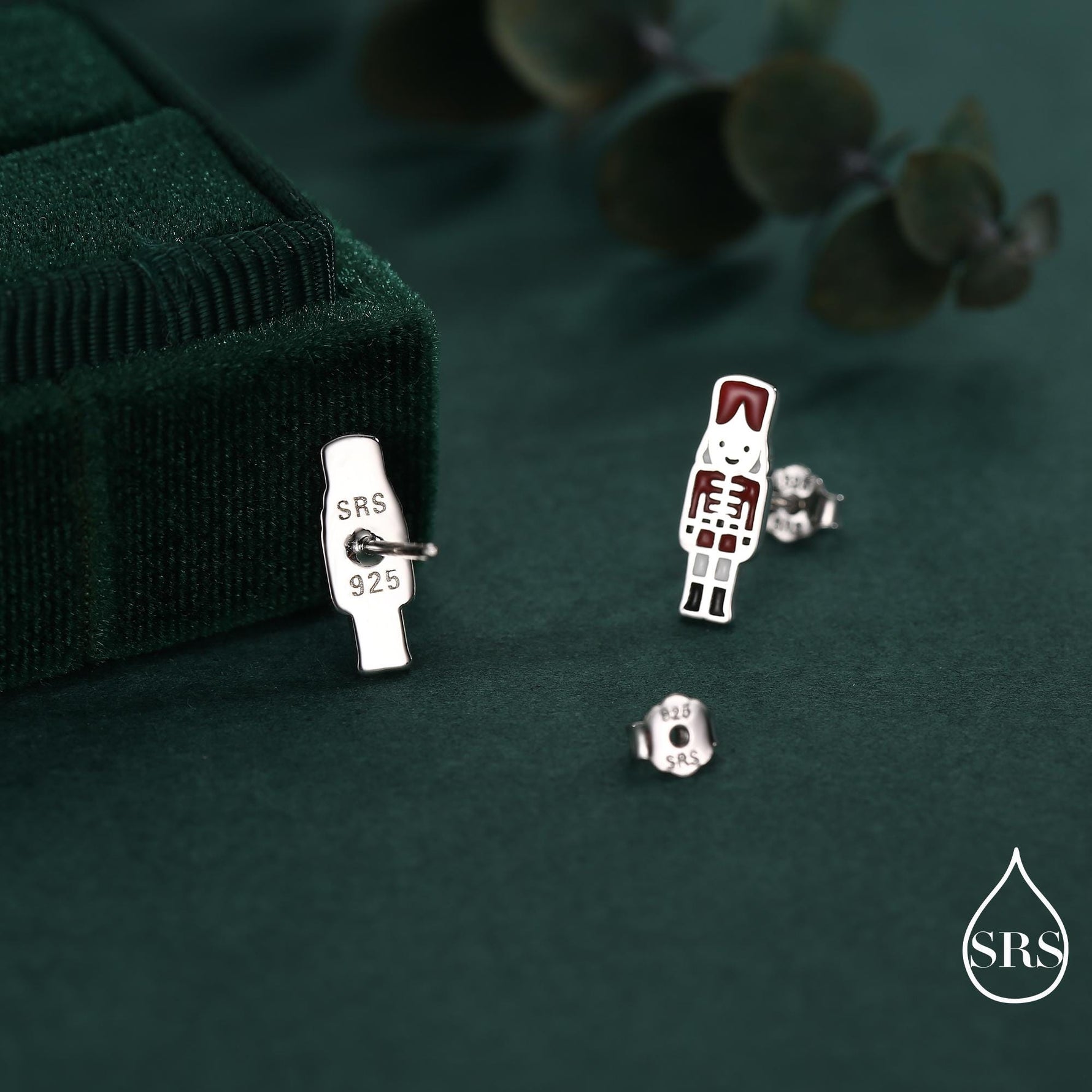 Sterling Silver Mismatched Nutcracker Stud Earrings - Two Styles - Silver or Gold Finish - Enamel Nutcracker Style Earrings