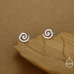 Koru Circle Spiral Internally Threaded Flat Back / Screw Back / Stud Earrings in Sterling Silver - Infinity Swirl Māori Art Stud Earrings