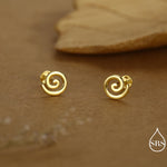 Koru Circle Spiral Internally Threaded Flat Back / Screw Back / Stud Earrings in Sterling Silver - Infinity Swirl Māori Art Stud Earrings