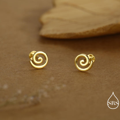 Koru Circle Spiral Screw Back/ Internally Threaded Flat Back / Stud Earrings in Sterling Silver - Infinity Swirl Māori Art Stud Earrings