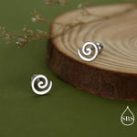 Koru Circle Spiral 18G Screw Back Earrings in Sterling Silver