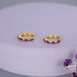 Ruby Pink Marquise CZ Huggie Hoop in Sterling Silver, Silver or Gold, Minimalist Simple Pink Hoop Earrings, Ruby Red