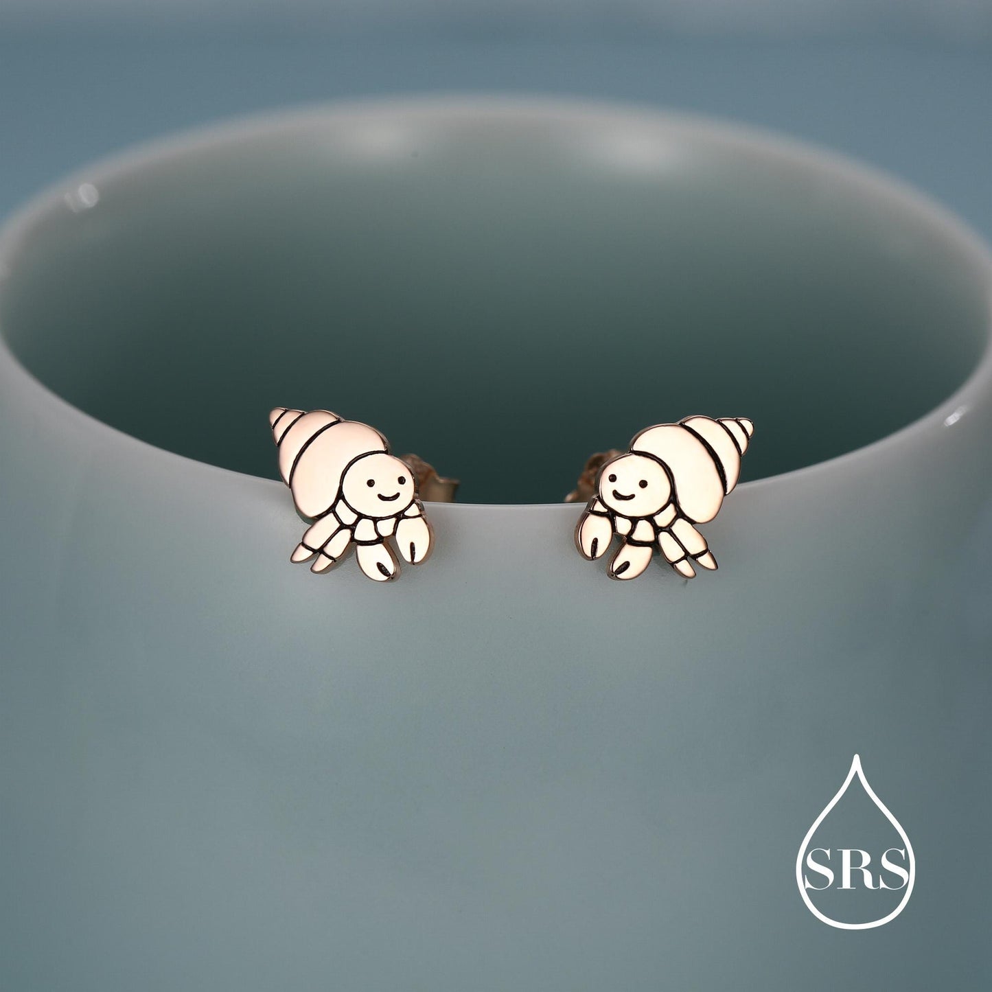 Cute Hermit Crab Stud Earrings in Sterling Silver, Cute Fun Quirky Animal Jewellery, Jewelry Gift for Her, Animal Lover, Nature Inspired