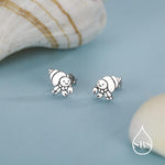 Cute Hermit Crab Stud Earrings in Sterling Silver, Cute Fun Quirky Animal Jewellery, Jewelry Gift for Her, Animal Lover, Nature Inspired