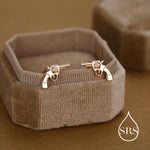 Sterling Silver Pistol Stud Earrings, Also in Gold and Rose Gold Finish, Cowboy Pistol Earrings, Quirky, and Full of Character