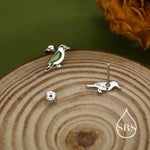 Green Woodpecker Enamel Stud Earrings in Sterling Silver, Colourful Bird Earrings, Cute and Full of Charm, Nature Inspired Animal Jewellery