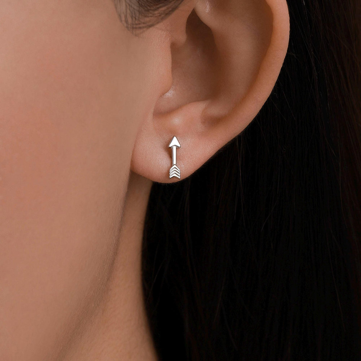 Mismatched Bow and Arrow Stud Earrings in Sterling Silver, Silver or Gold or Rose Gold, Asymmetric Bow and Arrow Earrings
