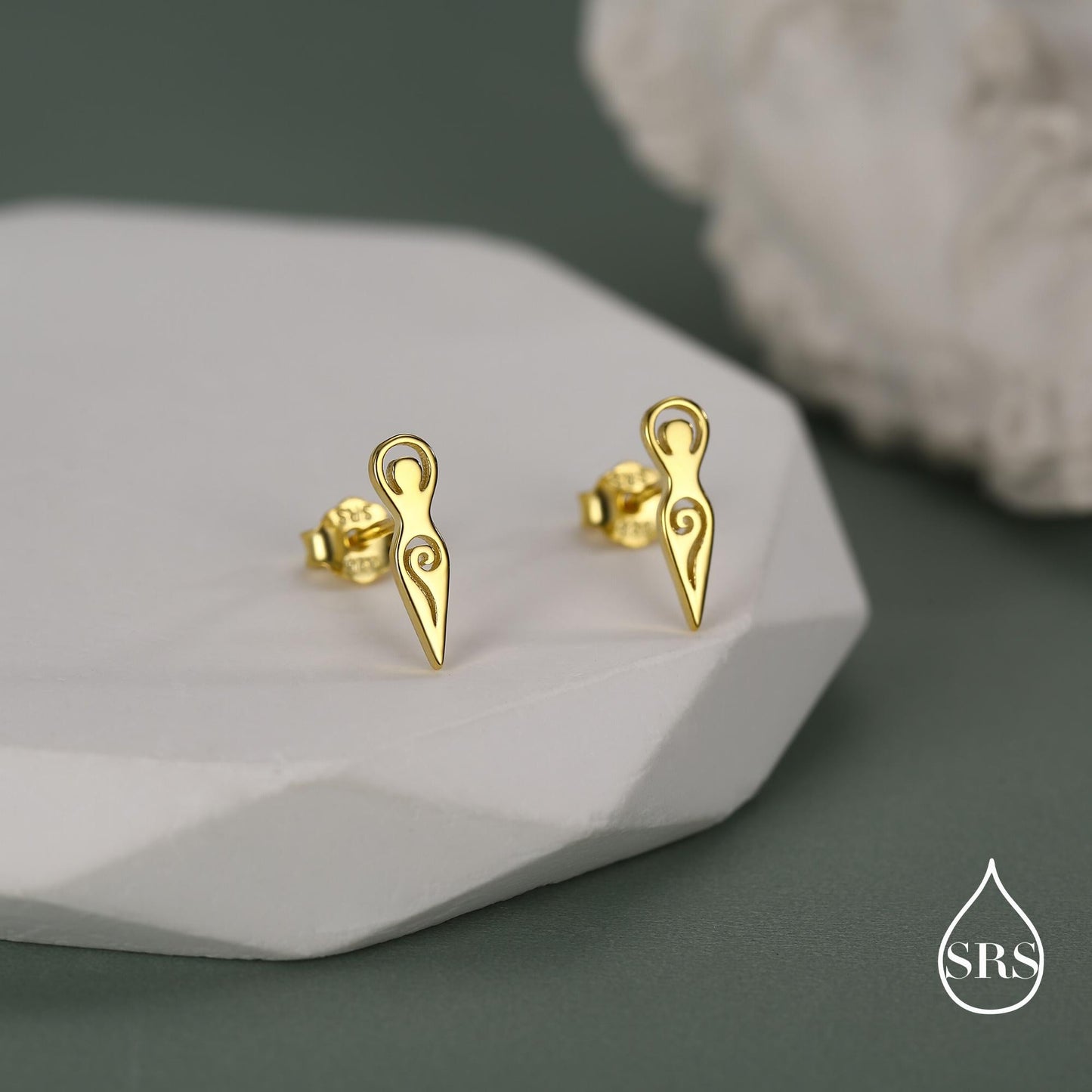 Mother Earth / Neolithic Goddess / Fertility Goddess Stud Earrings in Sterling Silver