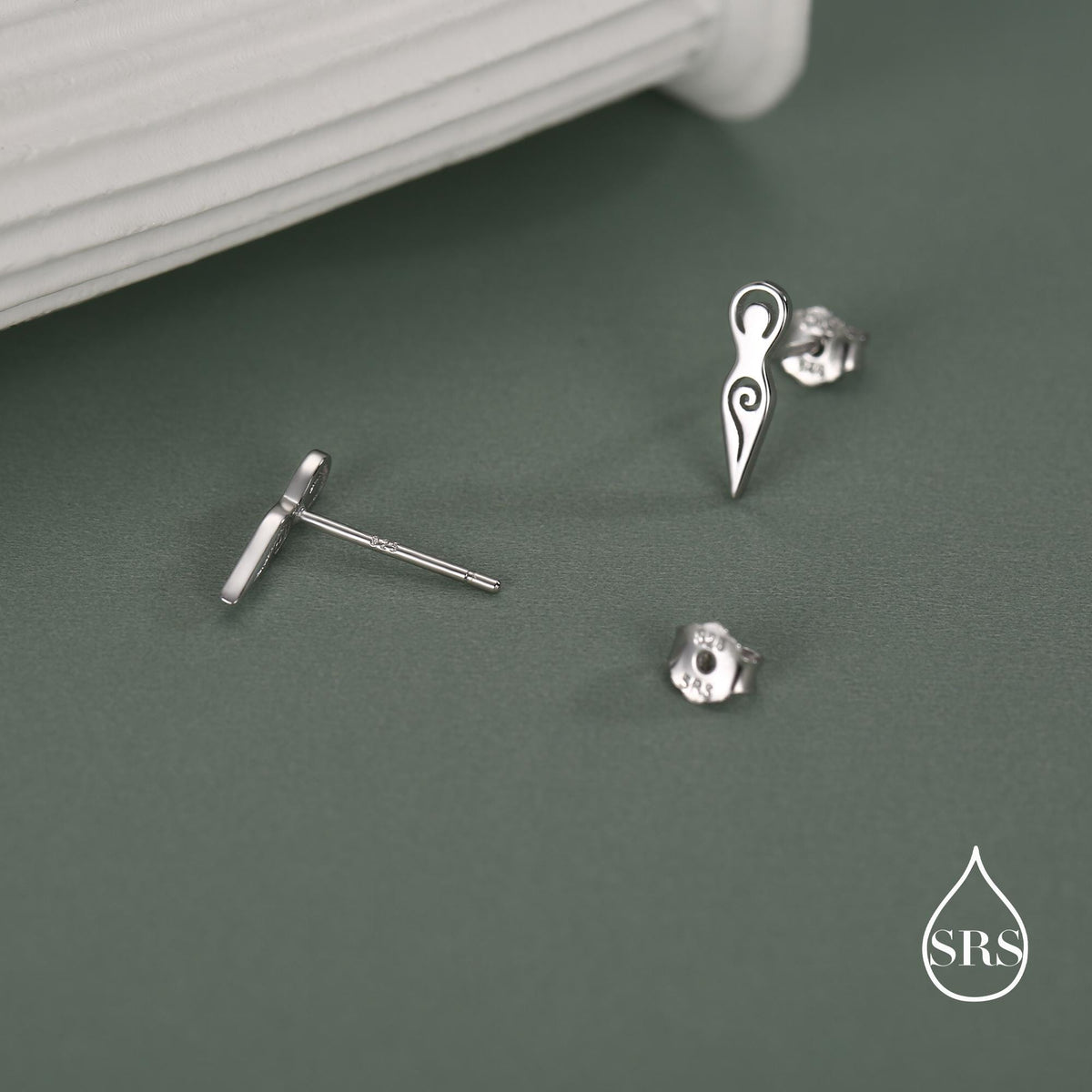 Mother Earth / Neolithic Goddess / Fertility Goddess Stud Earrings in Sterling Silver