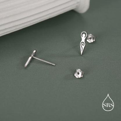 Mother Earth / Neolithic Goddess / Fertility Goddess Stud Earrings in Sterling Silver