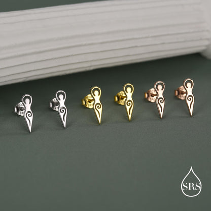 Mother Earth / Neolithic Goddess / Fertility Goddess Stud Earrings in Sterling Silver