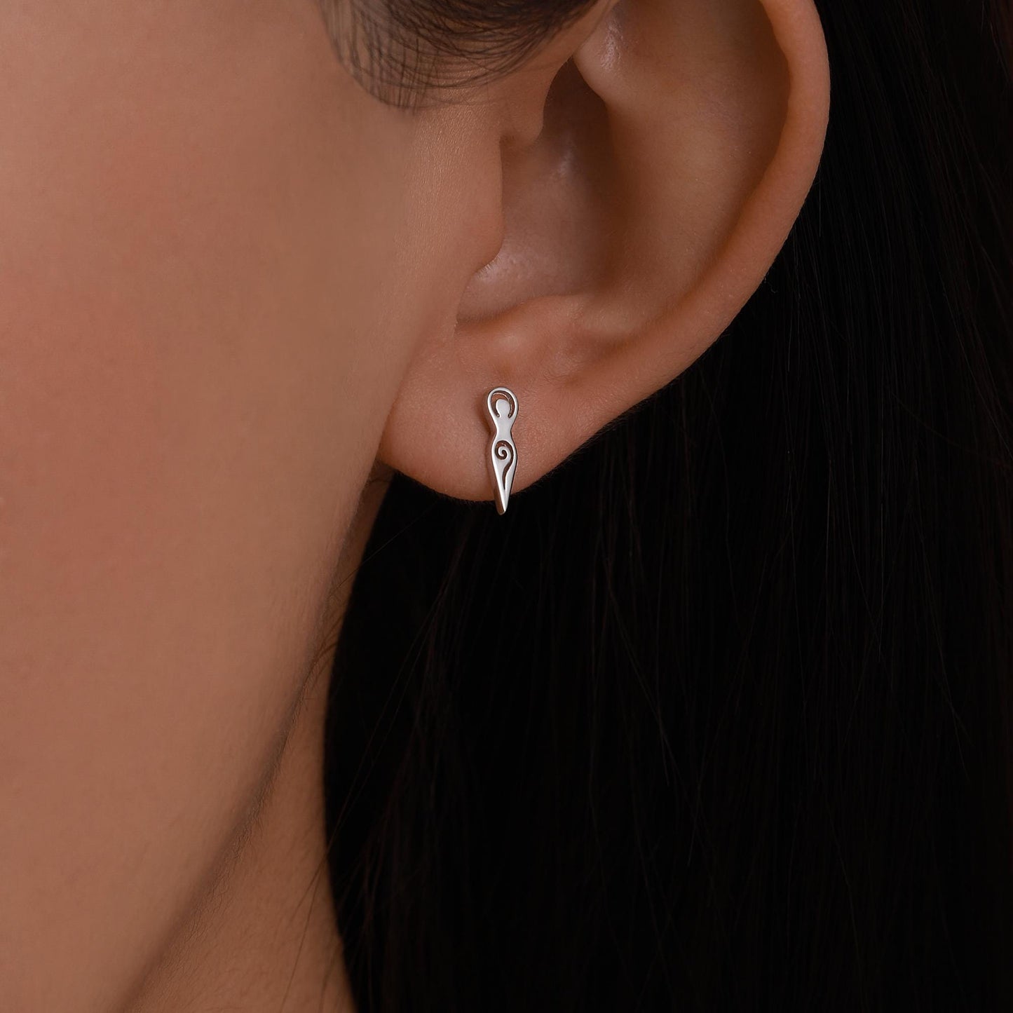 Mother Earth / Neolithic Goddess / Fertility Goddess Stud Earrings in Sterling Silver