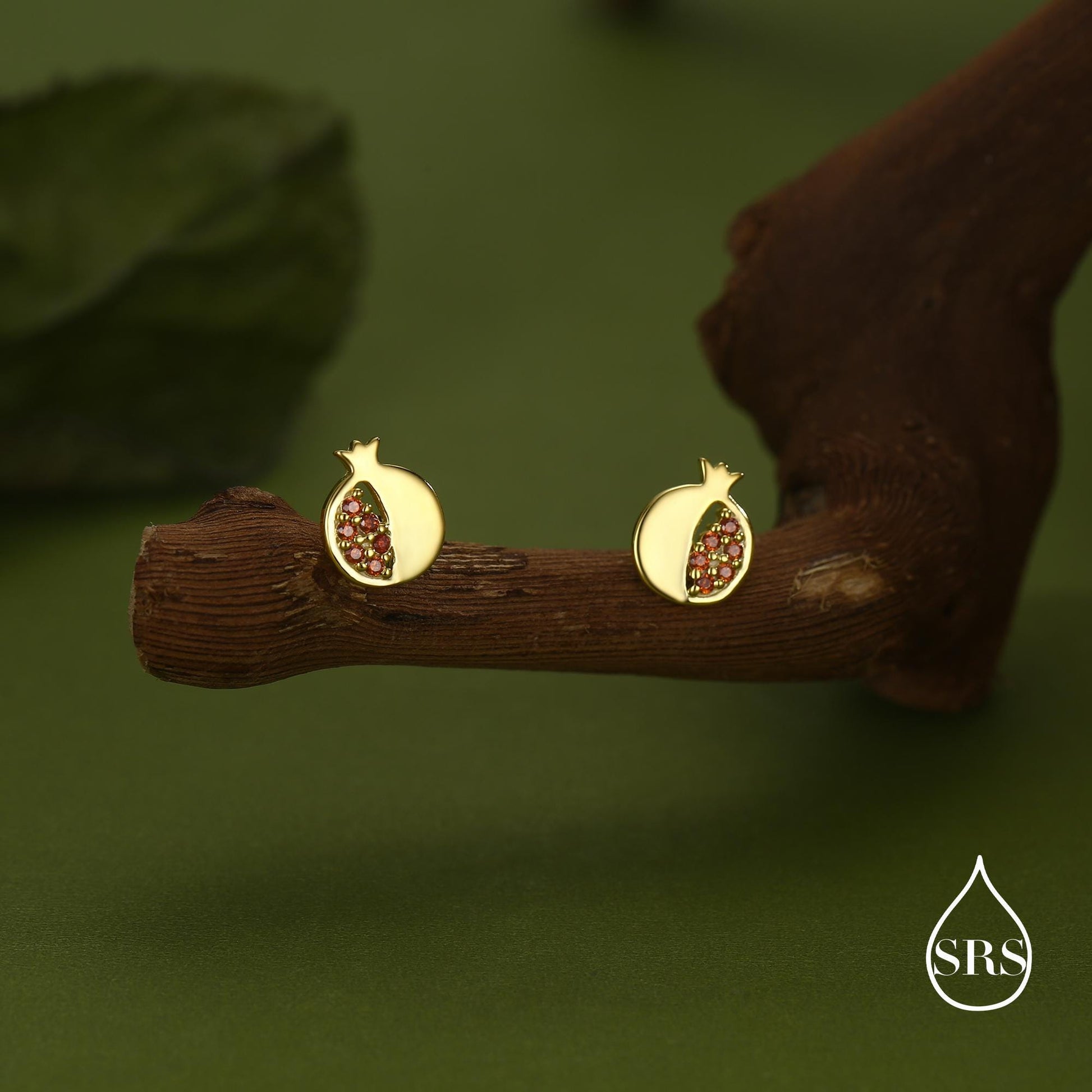 Seeds of Joy Pomegranate Studs Earrings in Sterling Silver, Fruit Earrings