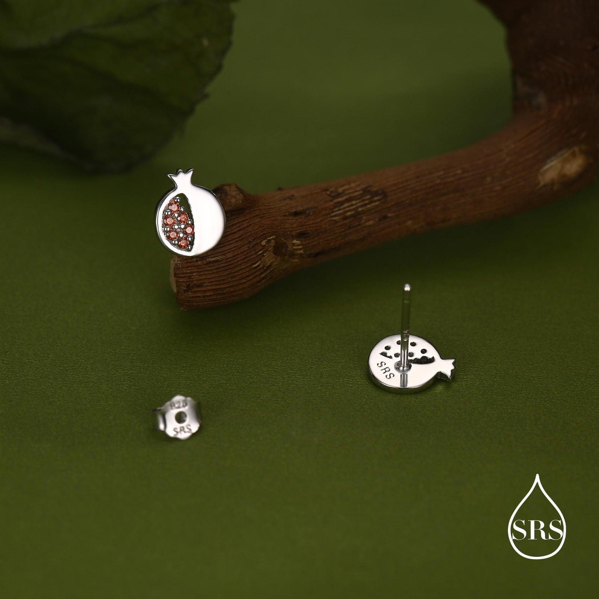Seeds of Joy Pomegranate Studs Earrings in Sterling Silver, Fruit Earrings