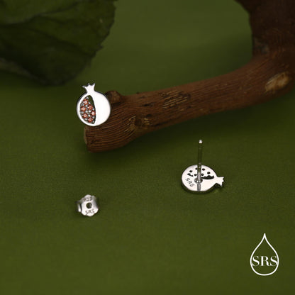 Seeds of Joy Pomegranate Studs Earrings in Sterling Silver, Fruit Earrings