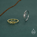 Sterling Silver Olive Branch Ring with Moss Agate, Silver or Gold, US 5 - 8 Olive Leaf Ring, Botanical Ring