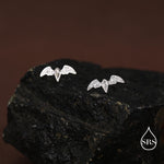 CZ Crystal Bat Stud Earrings in Sterling Silver, Silver or Gold, Rhombus Bat Earrings, Stacking Earrings, Animal Earrings