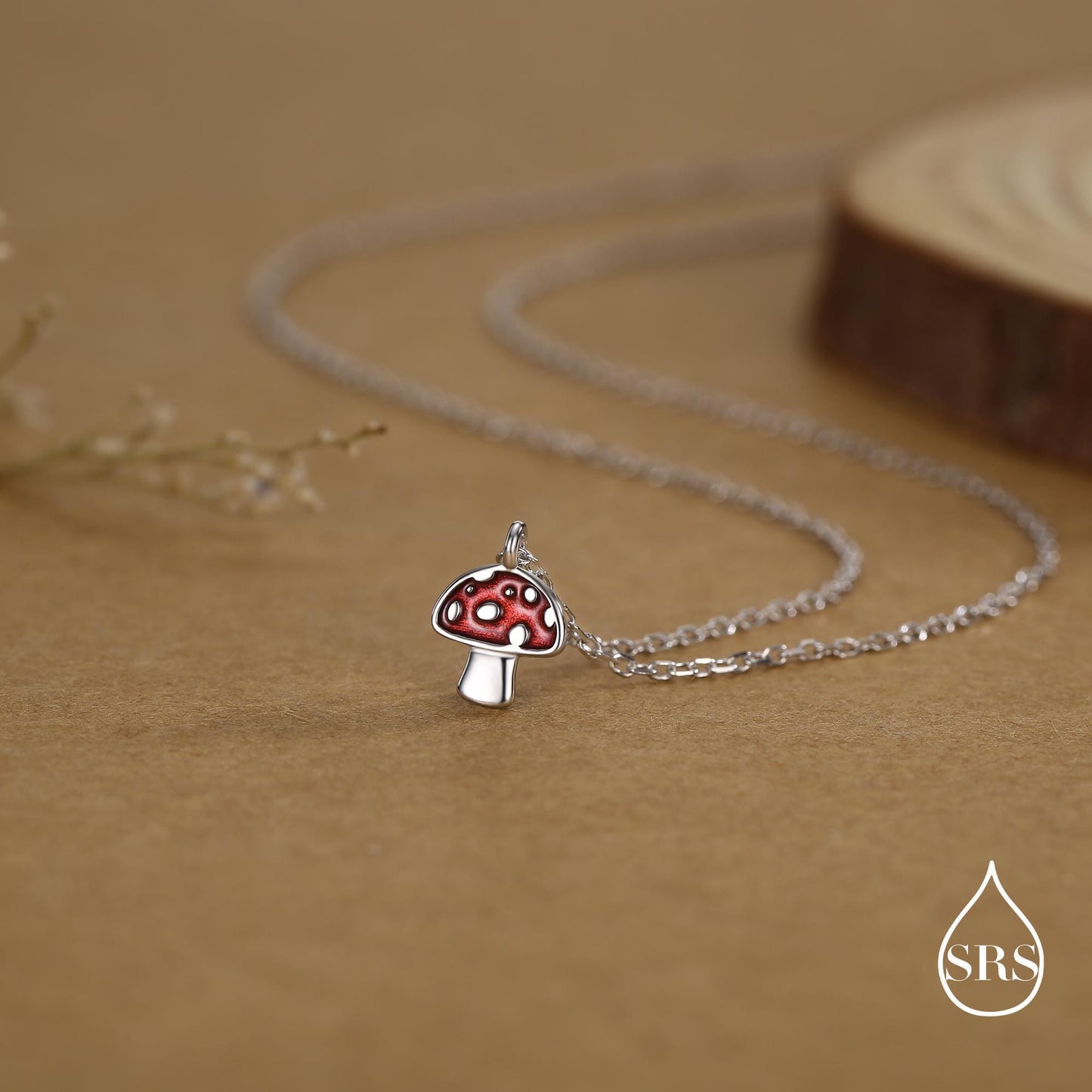 Tiny Mushroom Pendant Necklace in Sterling Silver, Silver or Gold, Mushroom Necklace, Red Enamel Mushroom Necklace, Toadstool Necklace
