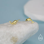 Mismatched Narwhal Unicorn Whale and Dolphin Stud Earrings in Sterling Silver