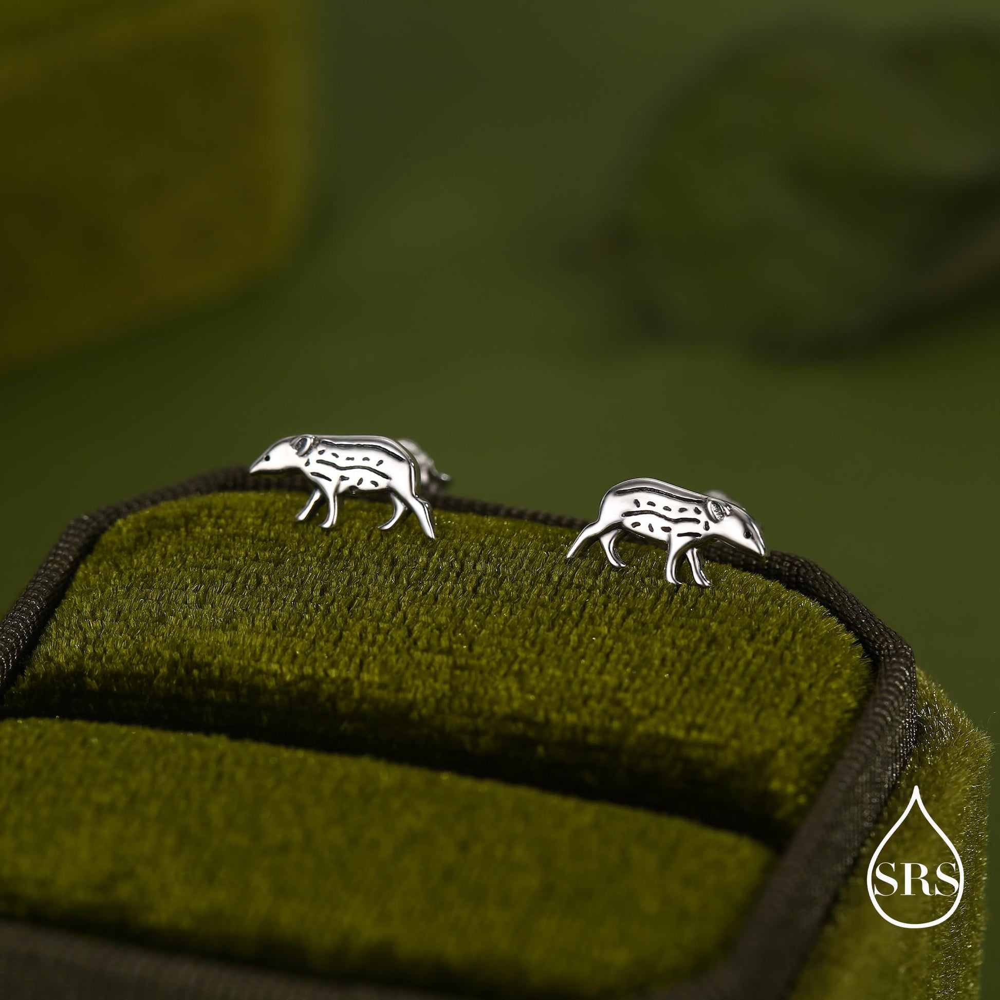 Extra Tiny Baby Tapir Stud Earrings in Sterling Silver, Silver Animal Earrings, Nature Inspired Jewellery