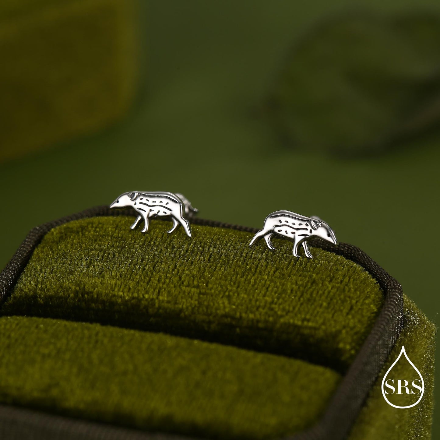Extra Tiny Baby Tapir Stud Earrings in Sterling Silver, Silver Animal Earrings, Nature Inspired Jewellery