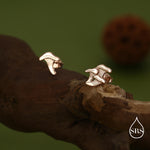 Mismatched Chanterelle Mushroom Stud Earrings in Sterling Silver, Asymmeric Small Mushroom Earrings