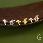 Mismatched Chanterelle Mushroom Stud Earrings in Sterling Silver, Asymmeric Small Mushroom Earrings