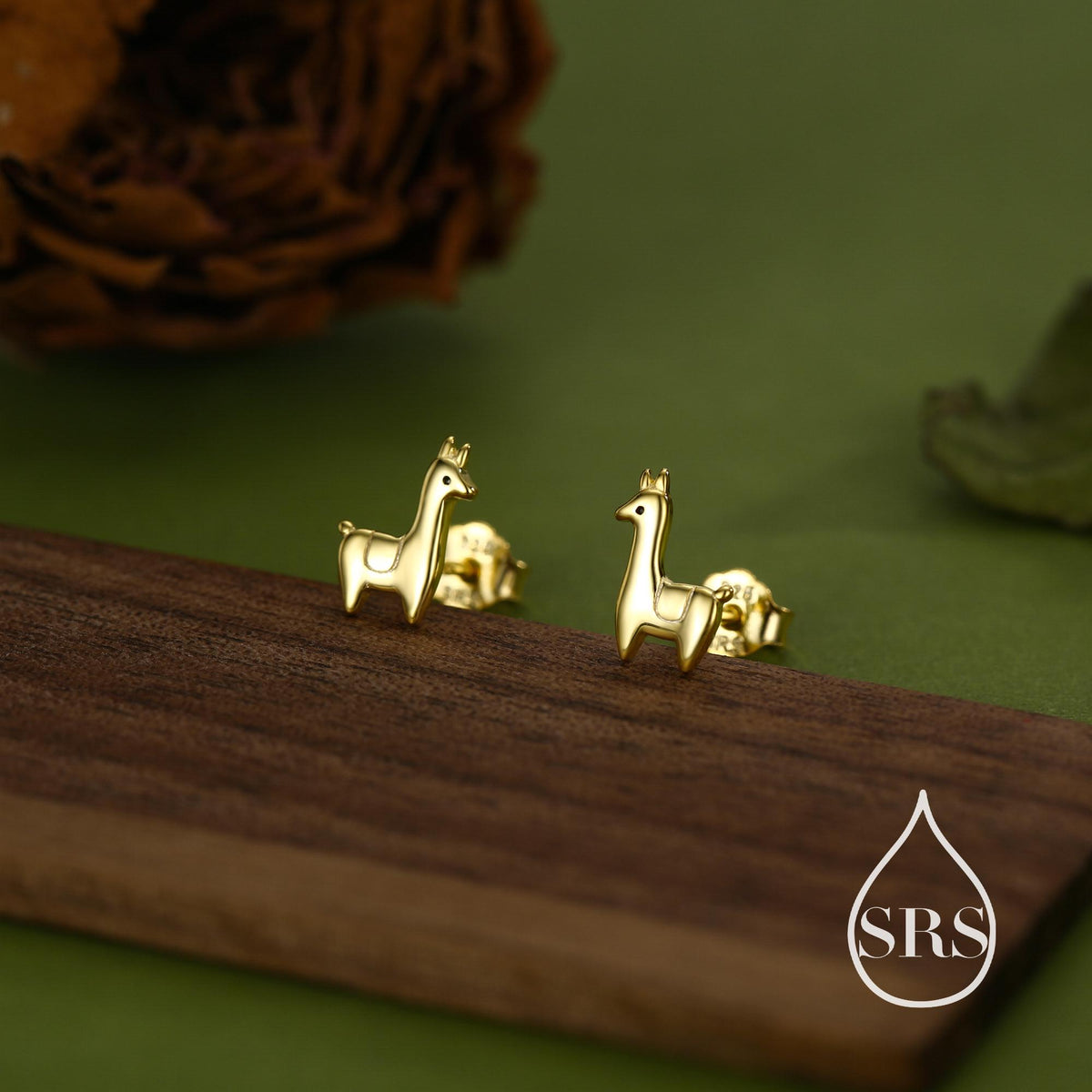Tiny Llama Stud Earrings in Sterling Silver, Alpaca Sheep Earrings, Nature Inspired Animal Earrings