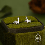 Tiny Llama Stud Earrings in Sterling Silver, Alpaca Sheep Earrings, Nature Inspired Animal Earrings