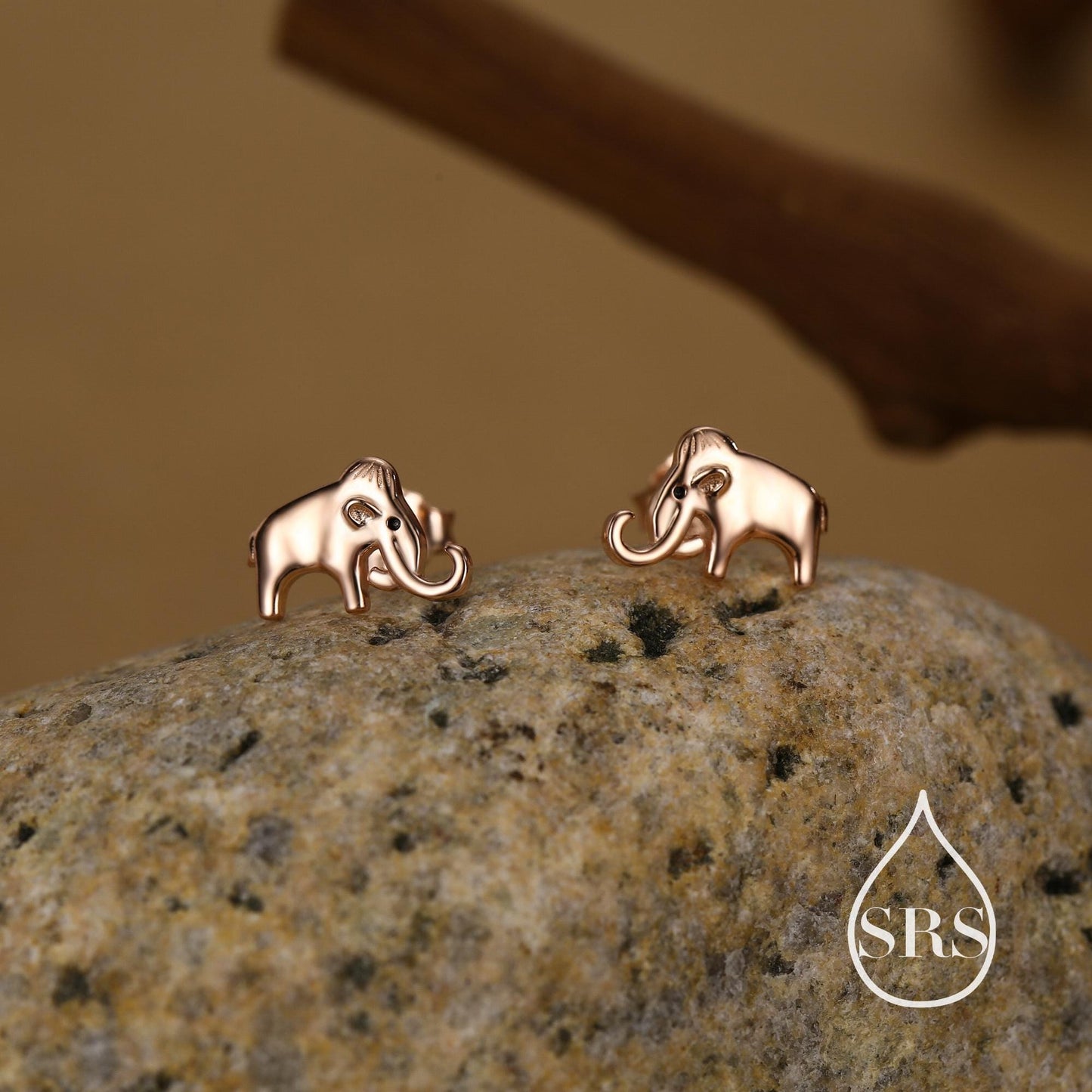Mammoth Elephant Stud Earrings in Sterling Silver, Nature Inspired Animal Earrings