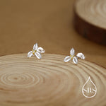 Holly Stud Earrings in Sterling Silver, Botanical Jewellery, Flower Earrings, December Birth Flower, Christmas Earrings