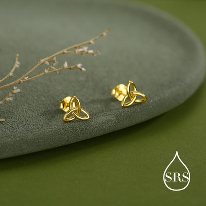 Sterling Silver Small Trinity Knot Stud Earrings, Celtic Irish Trinity Infinity Jewellery