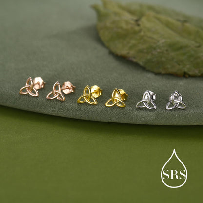 Sterling Silver Small Trinity Knot Stud Earrings, Celtic Irish Trinity Infinity Jewellery