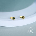 Natural Moss Agate 16G Flat Back Earrings in Sterling Silver, 3mm, 4mm, 5mm and 6mm, Genuine Moss Agate Gemstone Stud