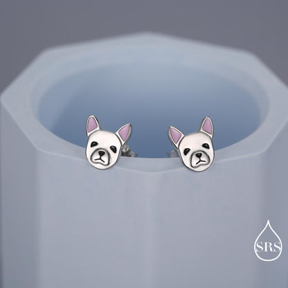 French Bulldog Stud Earrings in Sterling Silver - Solid Silver Dog Stud Earrings -Pet Lover - Cute, Fun, Whimsical