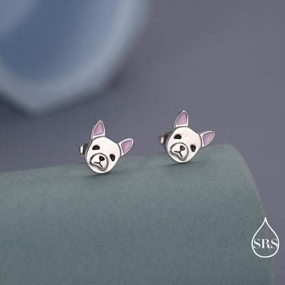 French Bulldog Stud Earrings in Sterling Silver - Solid Silver Dog Stud Earrings -Pet Lover - Cute, Fun, Whimsical